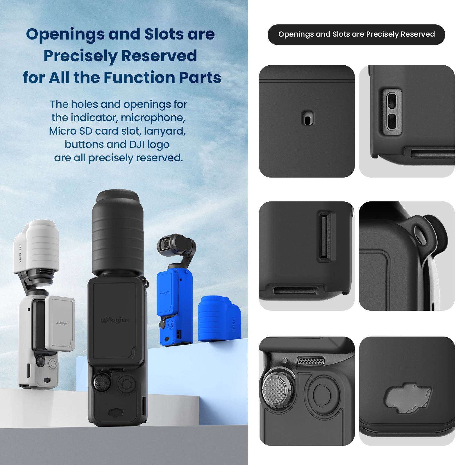 AMAGISN Silicone Protective Case for DJI Osmo Pocket 3 Action Camera Accessories Kit AMAGISN Silicone Protective Case for DJI Osmo Pocket 3 Action Camera Accessories Kit